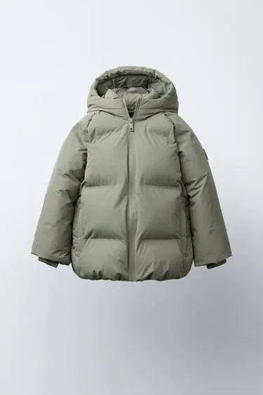 Zara Стеганая куртка  с капюшоном