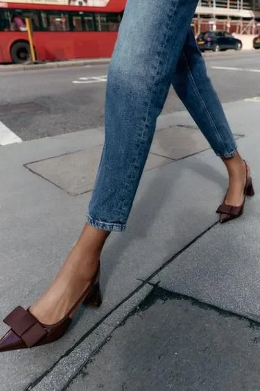 Zara Туфли-мюли на каблуке с бантом