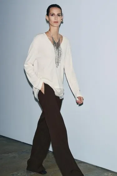 Zara Футболка с контрастным кружевом