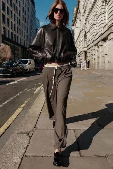 Zara Брюки с широкими штанинами и двойным поясом