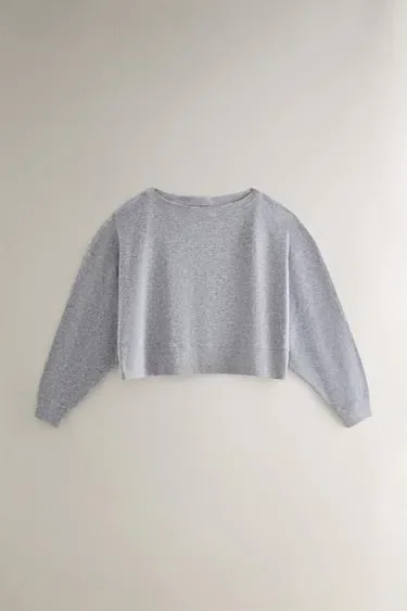 Толстовка из хлопка с деталями на горловине zara