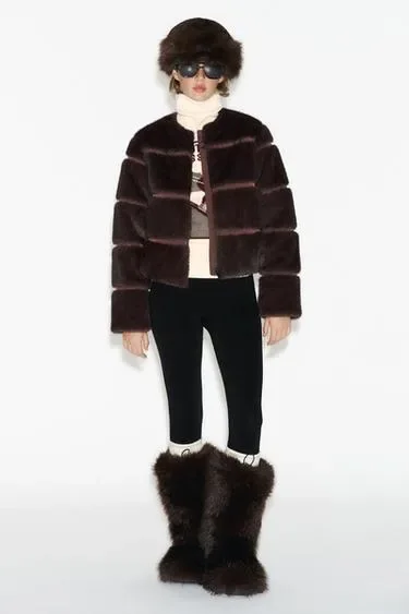 Zara Короткий пальто из искусственного меха коллекции лыжной одежды HEIQ XREFLEX™