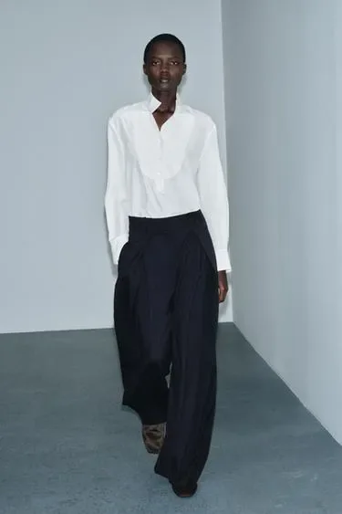 Широкие брюки Zara «Zw» с ластиком и защипами