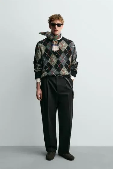 Кофта с узором аргайл из 100% кашемира эрон левин для ZARA