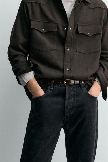 Кожаный ремень с декоративной строчкой ZARA «AARON LEVINE»
