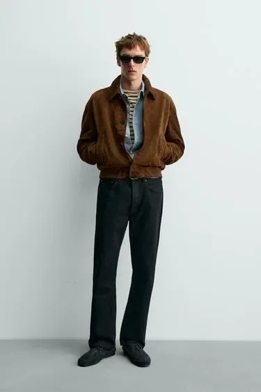 Укороченная куртка из замши ZARA «AARON LEVINE»