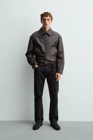 Кожаная бомбер-куртка ZARA «AARON LEVINE»