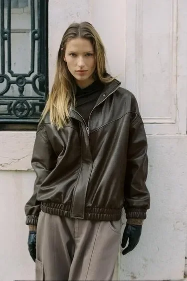 Zara Перчатки из искусственной кожи и смесовой шерсти