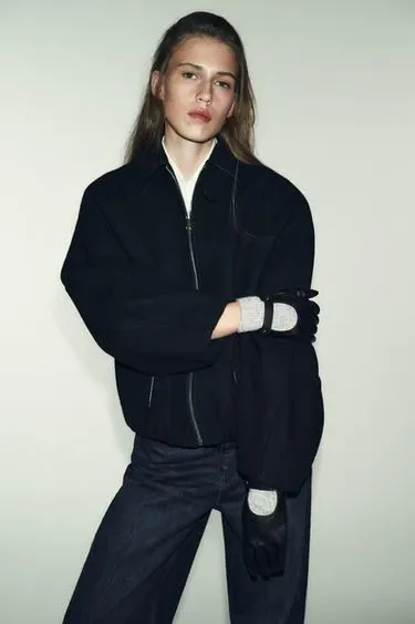 Zara КонTRастные перчатки из искусственной кожи