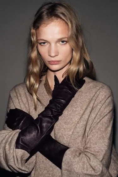 Zara Длинные перчатки из 100% кожи купить с доставкой.