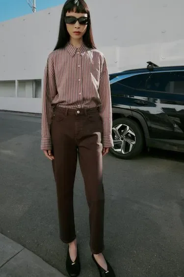 Zara Джинсы Z.01 «мом фит» с высокой посадкой