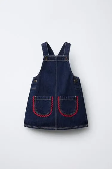 Zara Джинсовый сарафан с контрастными волнами купить с доставкой.