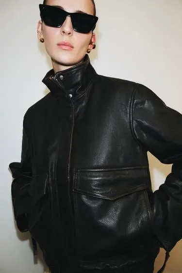 Бомбер из 100% кожи — коллекция ZARA «ZW» 