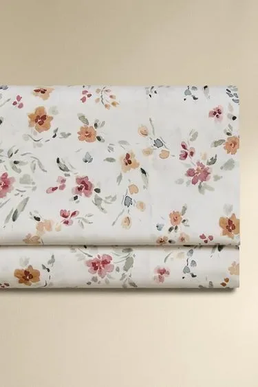 Простынь из хлопкового перкаля с цветочным узором (200 нитей на дюйм²)