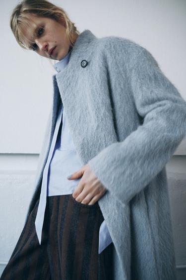 Прямое пальто из шерсти MANTECO коллекции ZARA купить с доставкой.