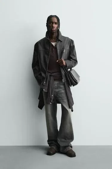 Куртка из искусственной кожи с эффектом потертости