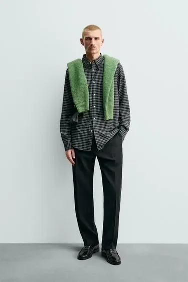 Рубашка клетчатая с добавлением шерсти ZARA купить с доставкой.