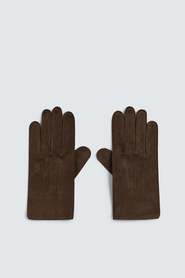 Перчатки из замши и кожи ZARA 