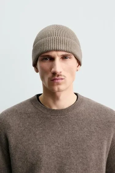 Zara Шапка бини из смесового хлопка 