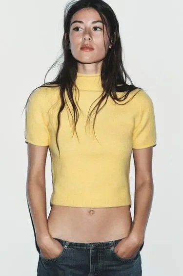 Zara Джерси с коротким рукавом из мягкого трикотажа