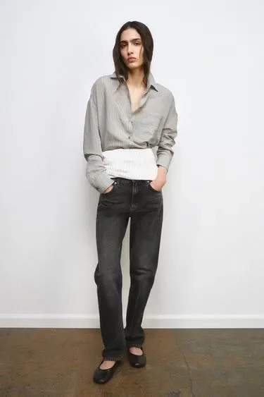 Рубашка свободного кроя в полоску — коллекция Zara «Zw»