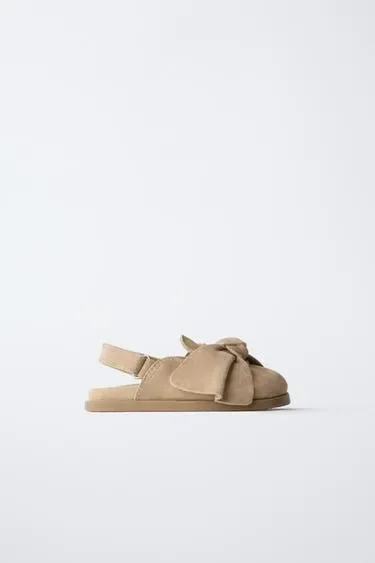 Zara Кожаные сабо с бантом