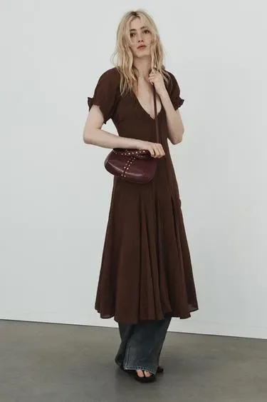 Zara Платье миди из газа с юбкой годе купить с доставкой.