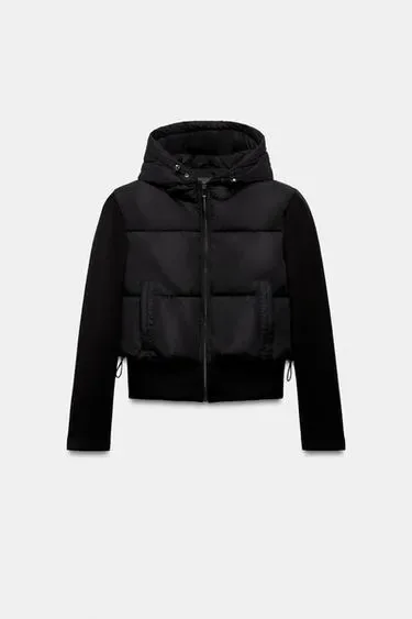 Zara Стеганая куртка с контрастными деталями