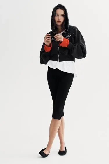 Zara Толстовка с блестящей надписью