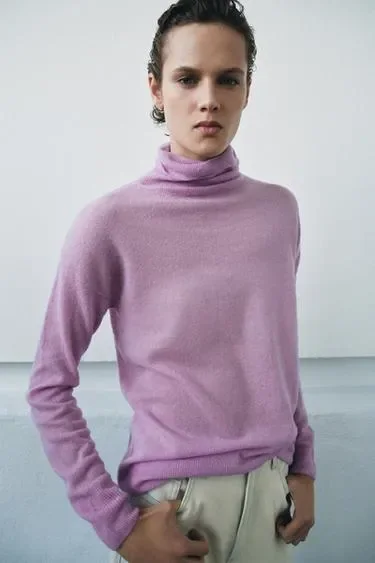 Zara Свитер из шерсти с высоким воротником купить с доставкой.