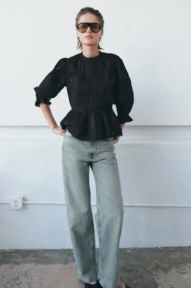 Рубашка с вышивкой коллекция ZARA «ZW»