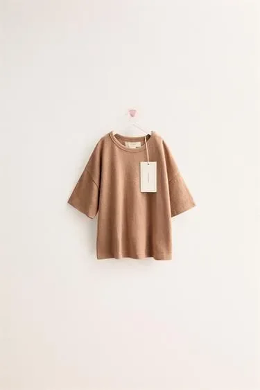 Футболка из хлопка и льна Zara «Timeless»