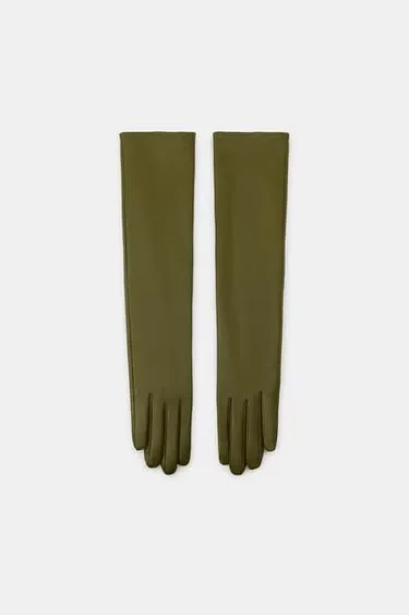 Zara Длинные перчатки из 100% кожи купить с доставкой.