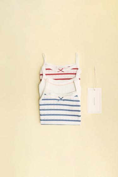 ZARA «TIMELESS» - набор из трех футболок в рубчик в полоску