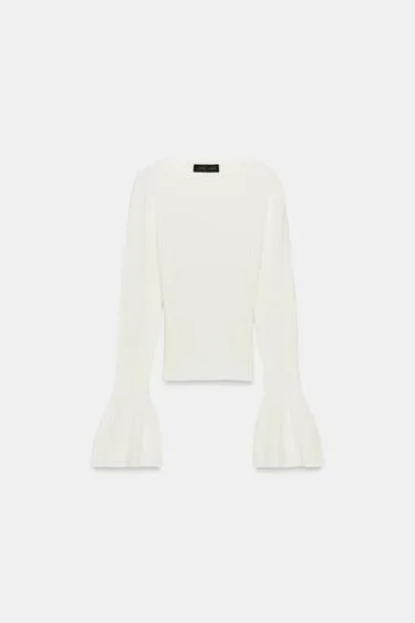 Zara Джерси вязаный кружевной рукав-колокол