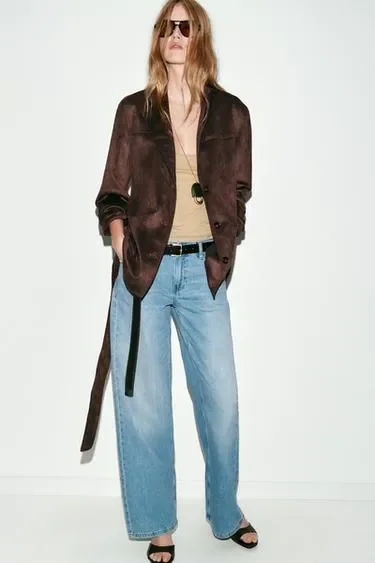 Zara Куртка из искусственной замши с ремнем