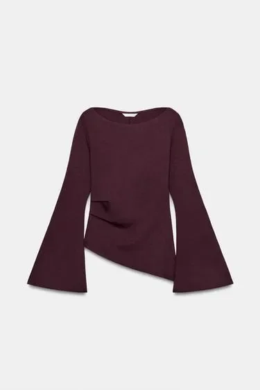 Zara Топ из интерлока с длинным рукавом купить с доставкой.