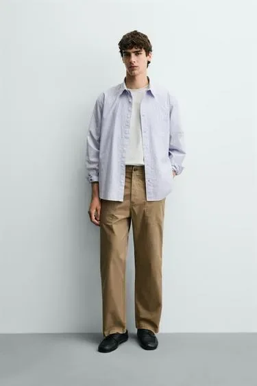 Zara Брюки прямого кроя с эффектом потертости