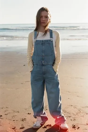 Zara Длинный джинсовый комбинезон