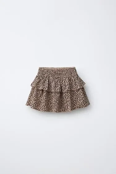Zara Юбка с резинкой и анималистическим принтом