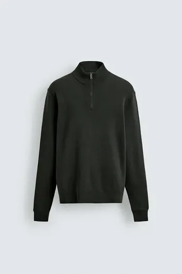 Zara Хлопковый свитер с воротником на молнии купить с доставкой.