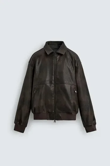 Zara Бомбер из искусственной кожи с тиснением «FORD ©»
