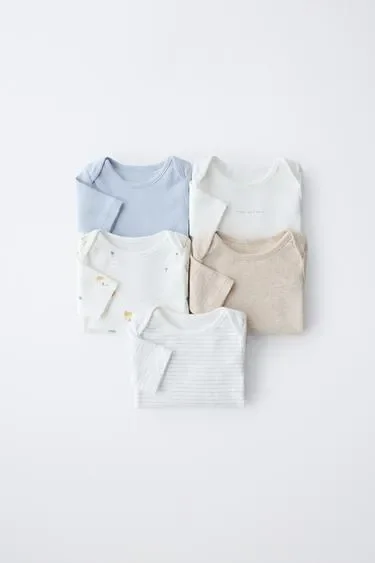 Zara Набор из пяти боди с принтом  домики 