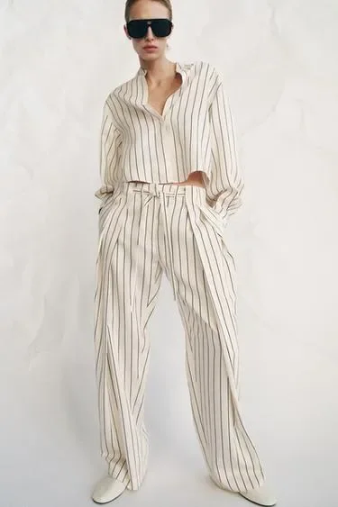 Рубашка в полоску с объемными рукавами — коллекция Zara «Zw»