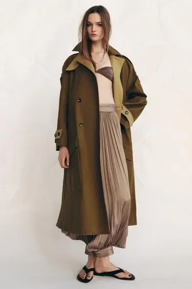 Длинный комбинированный тренч — коллекция ZARA «ZW»
