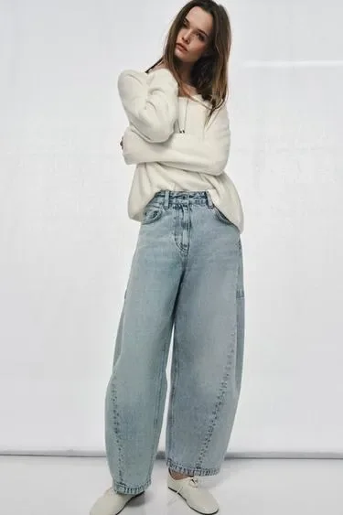 Джинсы коллекция ZARA «ZW» ANKLE баллон со средней посадкой