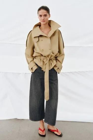 Джинсы коллекция ZARA «ZW» кюлоты со средней посадкой в полоску