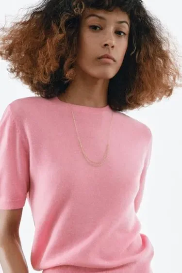 Zara Свитер из 100% шерсти с короткими рукавами