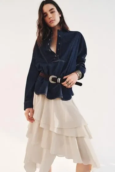 Джинсовая рубашка коллекция ZARA «ZW»