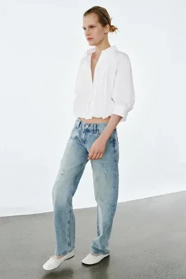Джинсы  прямого кроя с низкой посадкой — коллекция ZARA «ZW»